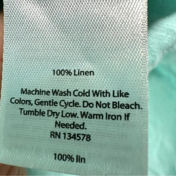 Vineyard Vines 100% Linen Shirt Mens Size XL Button Down Teal Green Front Pocket - Picture 8 of 11